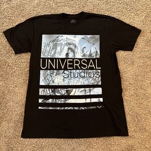 Universal Studios‎ Shirt Large L Black Logo Print Short Sleeve Cotton Soft